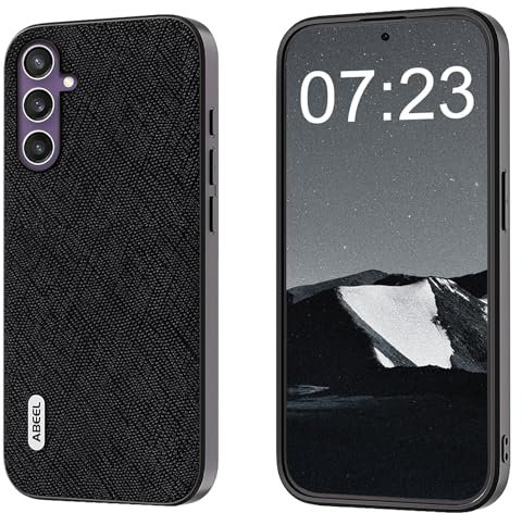 qichenlu Echtleder Back Cover für Samsung Galaxy S24 FE,【Business Serie,Stoßfest TPU Rahmen】 Robustes Rindsleder Handy Schutz Hülle Tasche Ledercase für Samsung Galaxy S24 FE,Schwarz