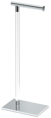 Gatco Modern Rectangular Free Standing Toilet Roll Holder 22.25 Chrome Acrylic Weighted Base 1331C