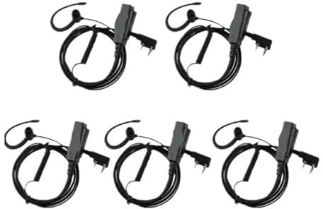 JASMKLX Oreillette Talkie-walkie 2 Broches Souple Crochet d'oreille Casque PTT Micro Haut-Parleur HD adapté for Kenwood adapté for Baofeng UV 5R adapté for Quansheng UV K5 EEK023(Package C)
