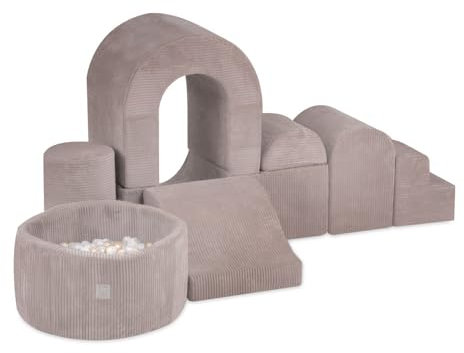 MISIOO Cadre d'escalade d'intérieur et piscine à balles pour bébé, avec 150 balles, Aire de jeux souple avec 8 blocs de construction en mousse, aventure parfaite pour chambre d'enfant, matériau