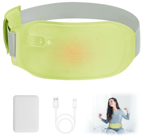 Perioden Wärmegürtel, Nalezuns Tragbares Heizgürtel Wärmegürtel mit 3-Wärmestufen, USB Wiederaufladbar Waschbar Elektrisches Heizkissen zur Schmerzlinderung während der Rücken, unterleib/Magen（grün ）