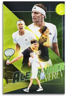 Alexander Zverev Tennis-Poster, Leinwand, Wandkunstdruck, Foto, Bild, Gemälde, Raumdekoration, Heimdekoration, 40 x 60 cm