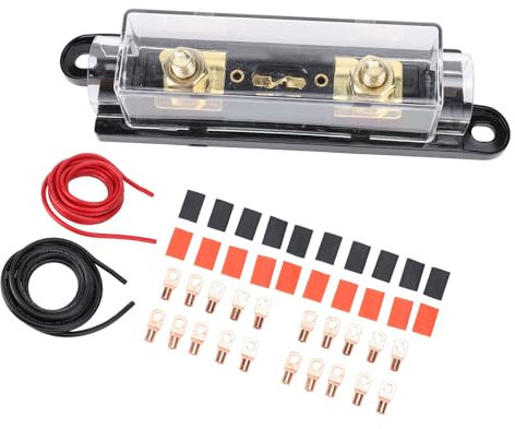 Cavo Batteria 1/0 AWG, Filo di Alimentazione in Alluminio in Rame 20 Piedi, Fusex 250A per il Rimorchio per per Auto, Costruito con Prestazioni Elevate