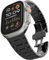 BUDAY Correa de acero inoxidable para Apple Watch Ultra 2 Band 49 mm 45 mm 44 mm 42 mm, correa de metal con cierre plegable para Apple Watch Series 9 8 7 6 5 4 3 2 1 Ultra/Ultra 2 Men(Frosted Black)