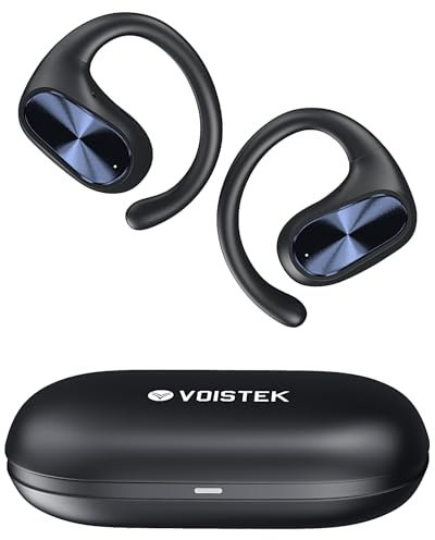 Voistek Open Ear Headphones, Bluetooth 5.3 Wireless Earbuds with Ear Hooks,45H Battery Waterproof Sports Earphones with Clear Calls,Lightweight Open-Ear Design for Running,Gym,Fitness,Driving