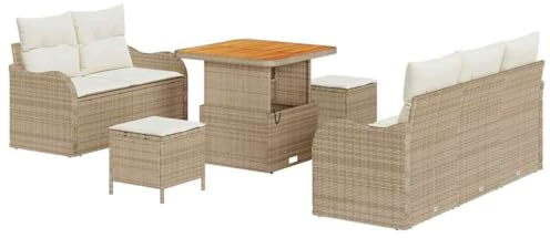 vidaXL Garten-Sofa-Set 8 STK. 7-Sitzanzahl Beige
