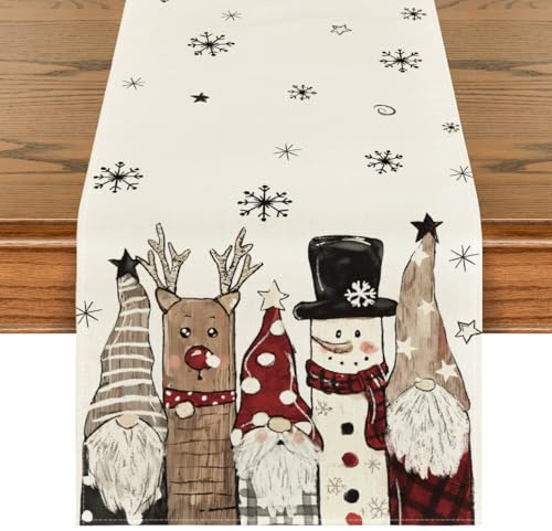 Artoid Mode Schneemann Rentier GNOME Weihnachten Tischläufer, Winter Xmas Küche Tisch Dekoration Drinnen Urlaub Party Dekor 40x140 cm