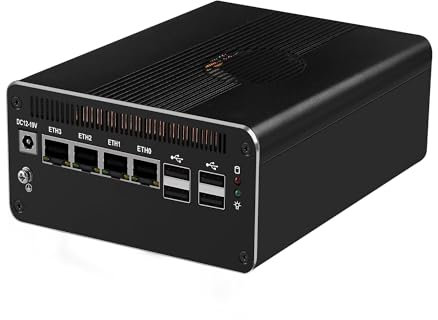 MNBOXCONET AI Firewall Mini PC Core Ultra 7 155H CPU, DDR5 8GB RAM 256GB NVMe SSD, Micro Desktop Computer Office 4 x 2.5Gbe LAN, Support Win Linux Proxmox OPNsense, SPK/Mic