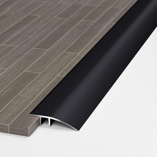 Aluminium-Übergangsschwelle zwischen Holz und Fliese, selbstklebende Leiste für Laminatbodentür, Türschwellen, Reduzierleisten für Vinyl-Laminatböden-Black||90x4.2cm