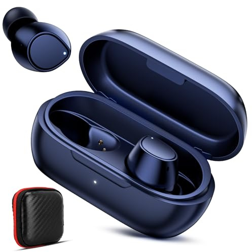 Bluetooth Wireless Ear buds for iPhone 17 16 15 14 Sasmung S25 FE A16 A17 Android Dynamic Driver Hifi Bass Stereo Headphone Ultra Soft Earbuds In-Ear Noise Canceling Comfortable Earphone Midnight Blue