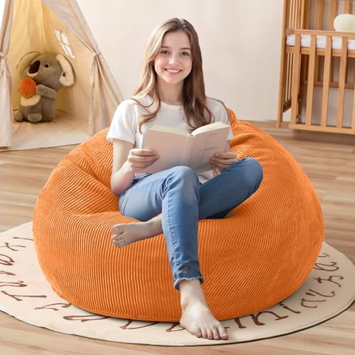 Cansunna Sitzsack-Stuhl: Tropfenförmige Sitzsäcke mit Memory-Schaum gefüllt, kompakter Sitzsack, weiches Sofa mit Cordbezug