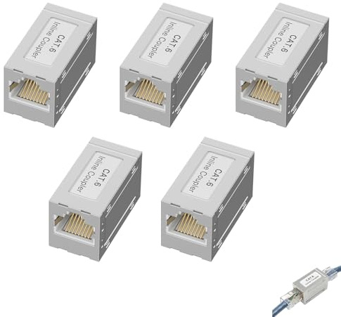 5 pezzi accoppiatore RJ45, connettore RJ45 CAT6 femmina femmina adattatore Ethernet di rete in linea 10Gbps, cavo LAN Extender per CAT6 CAT5e CAT5, compatibile con TV Router Modem Switch PC Console