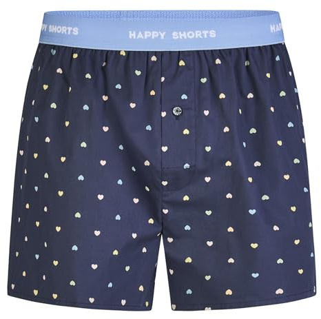 Happy Shorts Herren American Boxer Boxershorts kleine Herzen | Lockerer American-Style-Webboxer – auffällige Motive für Alltag, Freizeit und als originelle Geschenkidee.