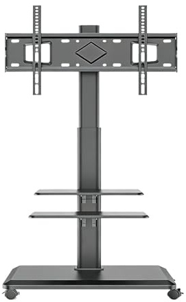 Support TV Roulant, Chariot TV Mobile sur roulettes for Téléviseurs À Écran Plat De 32 À 65 Pouces, Grand Support De Sol TV avec Coin De Montage Pivotant