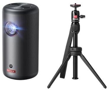 NEBLUA Capsule 3 Beamer mit Capsule Original Stativ, Smart Projektor, 1080p, WLAN, 200 ANSI-Lumen, Tragbarer Beamer, mit GTV, Netflix Vorinstalliert, Dolby Digital, 120-Zoll Bild,integrierter Akku, 2,