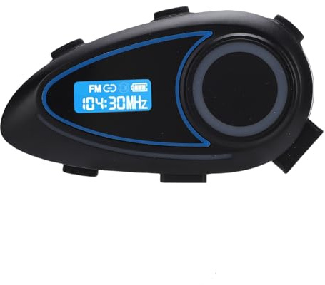 TIKATARER Motorrad-Bluetooth-Headset IP65, 40-mm-HiFi-Helmlautsprecher mit LCD-Bildschirm, FM-Radio-EQ-Einstellungs-Headset, 800-mAh-, Ideal für die Kommunikation Beim Motorradfahren