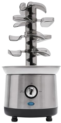 Fontana cioccolato 4 piani inox elettrico 150-190w, fontana fonduta cioccolato 4 livelli mantenimento caldo per compleanno matrimonio natale macchina fusione cioccolato foglia