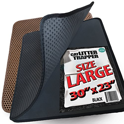 iPrimio Große Katzenstreu Trapper Matte mit exklusiven Urin/wasserdichte Schicht. größere Löcher mit Urin Puppy Pad Option für Messy Katzen. Weich auf Pfoten und leicht (schwarz Farbe)