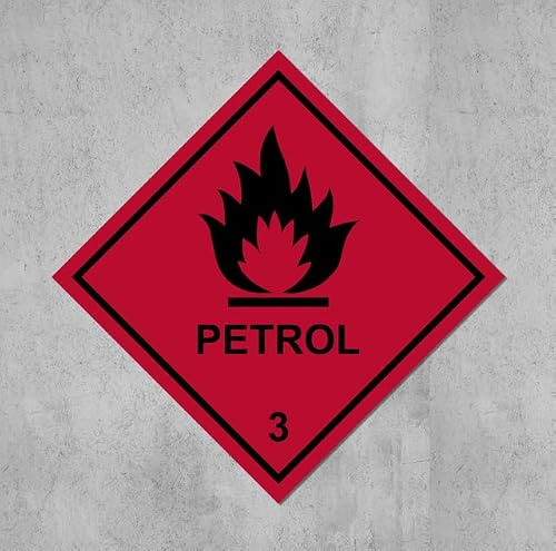 Dangerous Substance Labels Petrol Safety Sign - Self Adhesive Sticker 100mm x 100mm