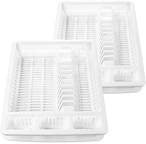 Geschirrabtropfkorb Abtropfgestell XL 2 Stück Kunststoff 46 cm x 37 cm WeiÃŸ oder Grau, Farbe:WeiÃŸ