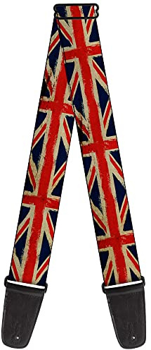 Buckle-Down GS-W32123 Guitar Strap United Kingdom Flags Distressed Painting, 2 Wide - 29-54 Length | United Kingdom Flags Distressed Painting Acoustic Electric Bass