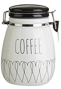 Premier Housewares Heartlines Coffee Canister, Dolomite, White