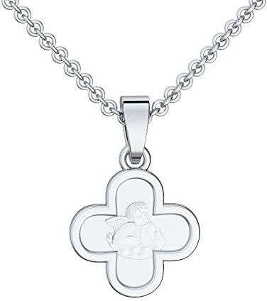 Kreuz Engel Anhänger Silber 925 + inkl. GRATIS Luxusetui + Kreuzkette Engelkette Schutzengel Taufanhänger Taufkette Patengeschenk Taufe Geschenk FF440 SS92545