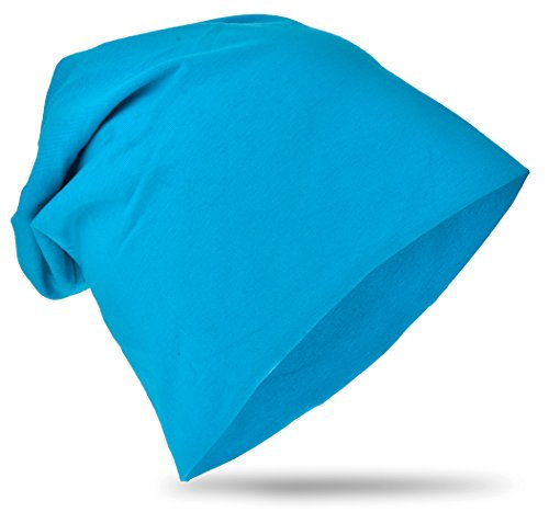 Miobo Kinder Slouch Beanie Mütze,Baumwolle,Unifarbe Lichtblau-L