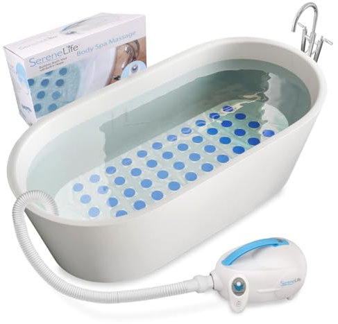 SereneLife Badematte mit Blasen, Matte für Badewanne mit Luftmassage, Fernbedienung, wasserdicht, rutschfest, einstellbare Blasenintensität, Duftspender, Spa-Massagegerät für den ganzen Körper, 47 x