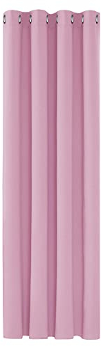 Deconovo Vorhang Blickdicht Ösen Gardinen Wohnzimmer Ösenvorhang Blickdicht, 160x132 cm(HöhexBreite), Rosa, 1 Stück