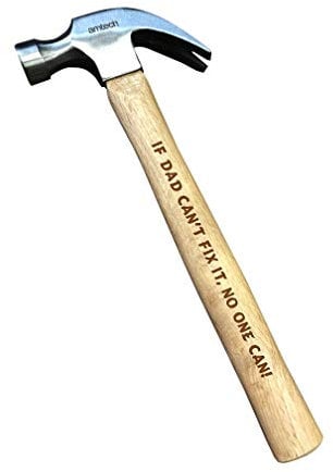 MakeThisMine Custom Print Hammer/Mallet Personalised with Name of Your Choice and Engrave Any Messages Ideal Gift for Lovedones Father's Day Birthday(16oz Claw Hammer with Wooden Shaft)