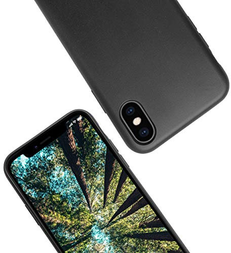 eplanita Bio iPhone XS/X Hülle, Pflanzenfaser, Fallschutz Cover, Langlebig und Nachhaltig (Schwarz, iPhone XS/X)