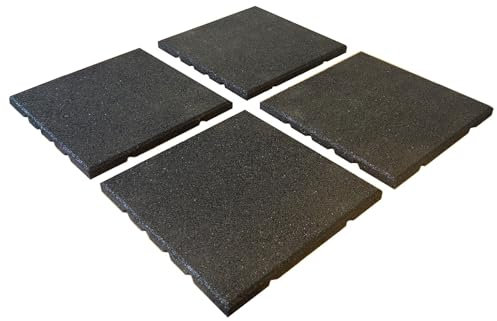 Aslon Black Rubber Playground Tile - 400x400x25mm - Pack of 4