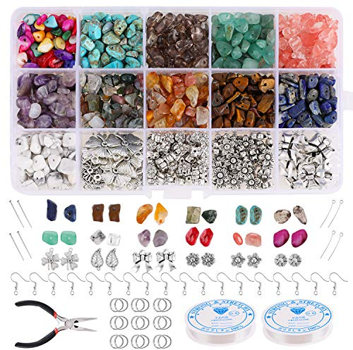 Hifot Manualidades Adultos Kits Abalorios para Hacer bisutería Pendientes Collares Pulseras Set, Cuentas Piedra Dijes Joyas DIY Joyería Bricolaje para Mujeres Niñas