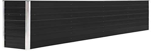 Goliraya Hochbeet Pflanzbeet Kräuterbeet Blumentopf Blumenkasten Blumenkübel Metall Gartenbeet Frühbeet Garten Blumenhochbeet für Terrasse & Garten Verzinkter Stahl 320×40×45 cm Anthrazit