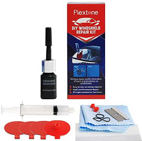 Plextone Kit de reparación de Parabrisas DIY para reparación de Grietas largas de Ojos de Toro Estrella Media Luna (S308)