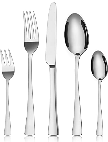 Besteck Set 6 Personen, Bettlife 30 teilig Essbesteck Set, Monobloc-Messer, Edelstahl poliert, glänzend, spülmaschinenfest