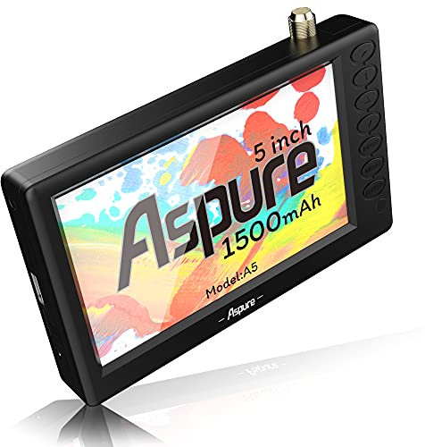aspure Pocket 5 Inch Portable Digital DVB-T2 TFT HD Screen Freeview LED Mini TV with USB,TF Card input.Built-in Recharge Battery Television/Monitor for outdoor -D5