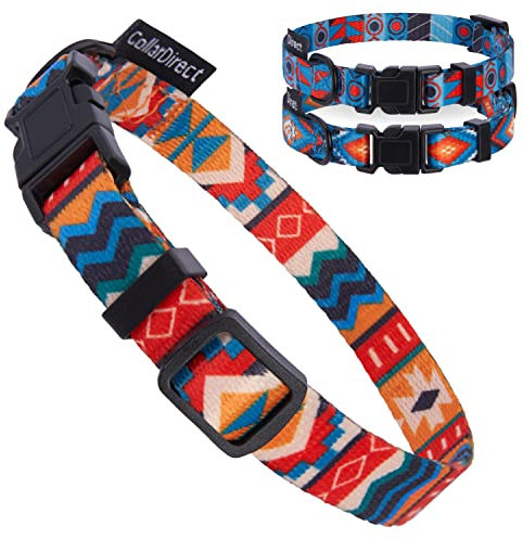 CollarDirect Hundehalsband für kleine, mittelgroße und große Hunde oder Welpen, niedliches einzigartiges Design mit SchnellverschlussSchnalle, Tribalethnisches Aztekenmuster (Tribal, 30-37 cm)