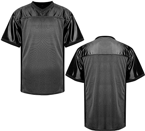 MESOSPERO Leere Fußballtrikots für Herren, Netz-Polyester, einfarbig, Fußball-Shirt, Pullover, Sportkleidung, Größe S-3XL, Schwarz / Weiß / Grau, #Blank Black, 3X-Groß