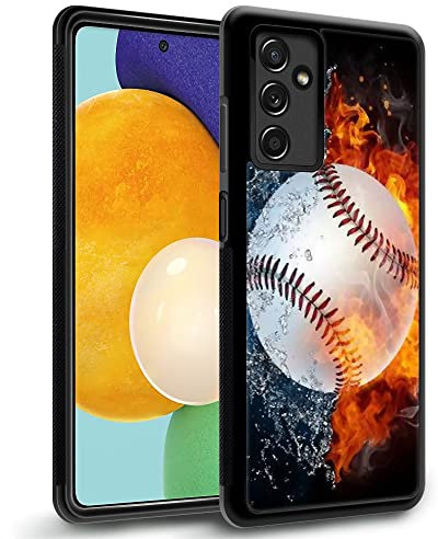 DJSOK Kompatibel mit Samsung Galaxy A13 5G Hülle, Baseball on Fire, luxuriöses Muster-Design für Herren, Jungen, Mädchen, doppellagige, stoßfeste, robuste Abdeckung, weiches TPU + harter