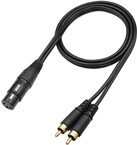QIANRENON XLR a RCA Y Diviso Audio Cable XLR Hembra a 2 RCA Macho Mono Conversión Cable, para Micrófono Mezclador Amplificador KTV Equipo Audio, 1m/3.2ft