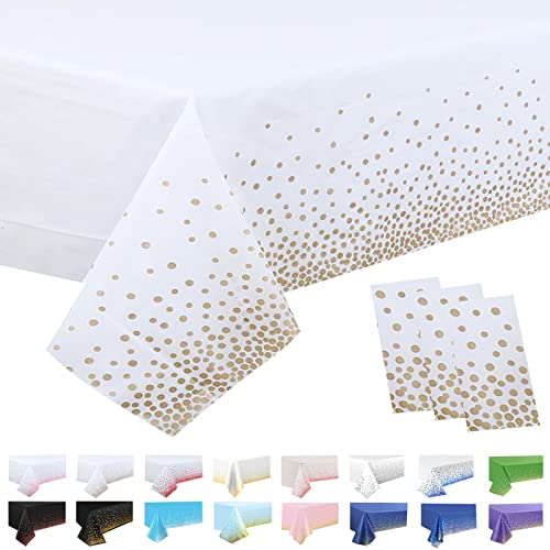 Tovaglie natalizie rettangolari oro rosa, 3 pezzi, blu, 137 x 274 cm, rotolo di carta, tovaglia usa e getta in plastica impermeabile, resistenti all'olio, tovaglie per feste, picnic, compleanno