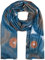styleBREAKER Damen Schal mit grafischem Ethno Muster und Metallic Details, warme Winter Stola mehrfarbig 01017151, Farbe:Blau-Braun