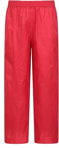 Mountain Warehouse Pakka Kids Waterproof Over Trousers - Taped Seams Rain Pants, Lightweight, Rip-Stop, Packaway Bag - for Autumn Winter, Walking, Travelling Red Kids Size 9-10 Years