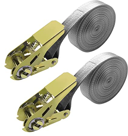 2 Stück 6m Grau Spanngurte mit Ratsche, Zurrgurte mit Ratsche Zurrkapazität 800kg Bruchfestigkeit 6 m x 25 mm für Motorrad, Auto, Anhänger, Zuhause