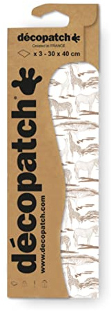 Décopatch C881C - A pocket of 3 paper sheets - Printed patterns, animals - 30x40 cm