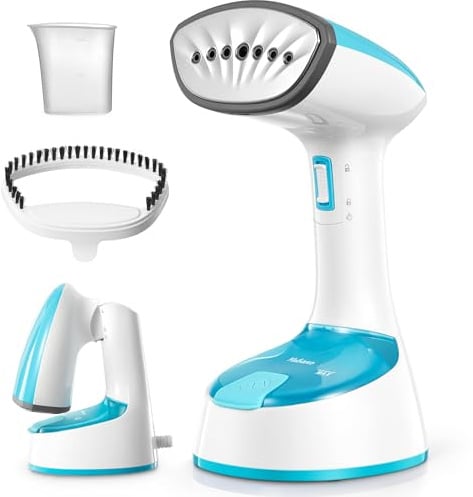 Ferri da viaggio, Vaporizzatore per Abiti Portatile 1200W, Steamer Pieghevole con Riscaldamento in 25s, Anti-Perdite, Ideale per Casa & Viaggi