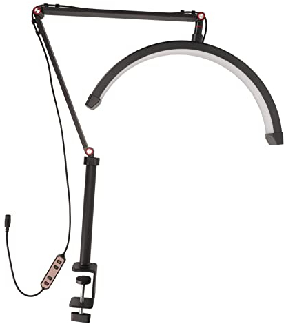 16in Wimpernlampe für Schreibtisch, 20W 1800LM Halbmond Led Licht mit 3 Farben dimmbar 360° drehbar Flexible Wimpernleuchte Stehlampe für Home Salon Spa Nagelkunst Augenbrauen