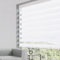 Grandekor Zebra Jalousien für Fenster mit Volant-Abdeckung, horizontale Doppelrollos, Lichtfilterung, Lichtsteuerung, Behandlungen, Privatsphäre, Tag und Nacht, für Schlafzimmer, Wohnzimmer, Weiß,